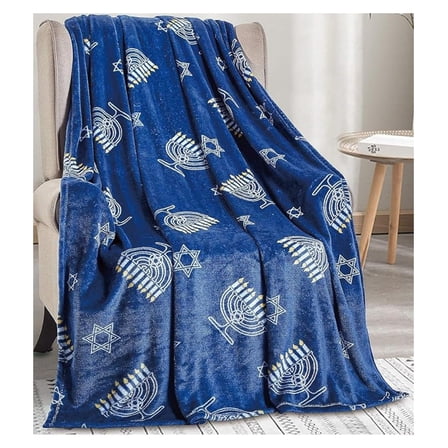 Maccabbee Collection Microplush Holiday Throw Blanket (60" X 50") - Hanukkah Menorah