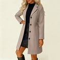 thumbnail image 6 of Dwralegc Coats for Women Thicken Mid Long Wool Coat Single Breasted Stand Collar Dress Jackets & Coats Outerwear Balck Overcoat with Pockets Khaki M, 6 of 6