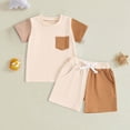 thumbnail image 2 of NOLDARES Toddler Baby Boy Summer Clothes Letter Graphic Short Sleeve Shirt T-Shirt Tops + Casual Shorts Outfit Set Blazer,18-24 M, 2 of 4