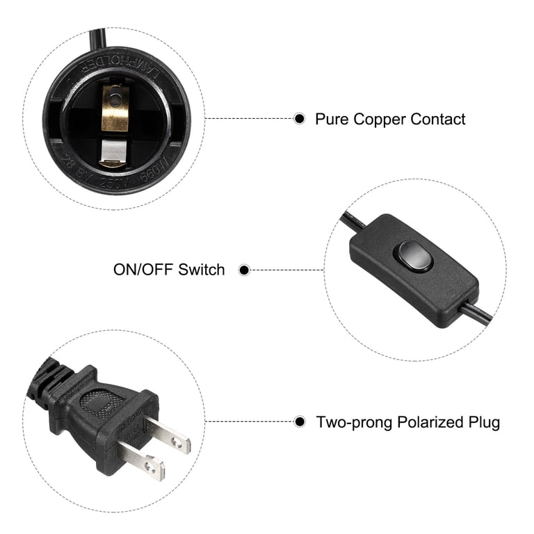 10-Pack Hanging Pendant Light Cord Kit – 6-Foot Extension, E26/E27 Socket, Inline Switch, 18AWG Cable, Black, For DIY Lamps, Lanterns, Bulbs (Bulbs Not Included)