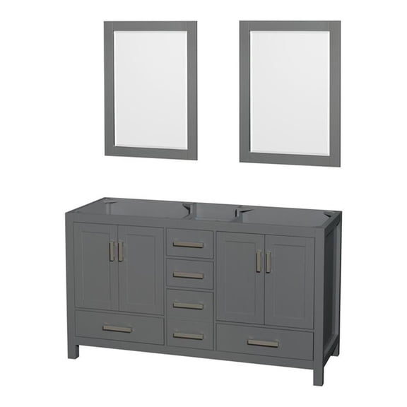 Wyndham Collection Sheffield 59" Wood Double Bathroom Vanity in Dark Gray/Chrome
