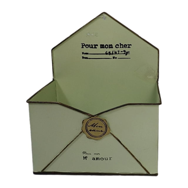 Maceta de pared de metal elegante, florero de pared de hierro con forma de sobre, maceta para plantas Verde