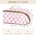 thumbnail image 4 of FORMRS Makeup Bag Travel Cosmetic Organizer for Women Fold Flat Zipper Pouch with Handle, Pink Checkered Heart, 4 of 8