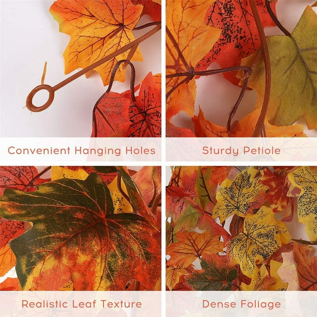 2 Pieces Artificial Vines Hanging Artificial Canes Hanging Maple Leaf Festival Garden Rattans Decoration Autumn Party Canes, Type 1