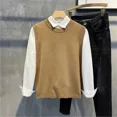 thumbnail image 2 of Chaleco de cuello redondo de color sólido para hombre, ropa de negocios, chaleco de cuello redondo, suéteres de punto para hombres, sin mangas, liso, holgado, elegante X, 2 of 5