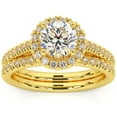 thumbnail image 4 of Pompeii F/VS 1.50Ct Halo Diamond Engagement Wedding Ring Set 14k Gold Lab Grown, 4 of 4