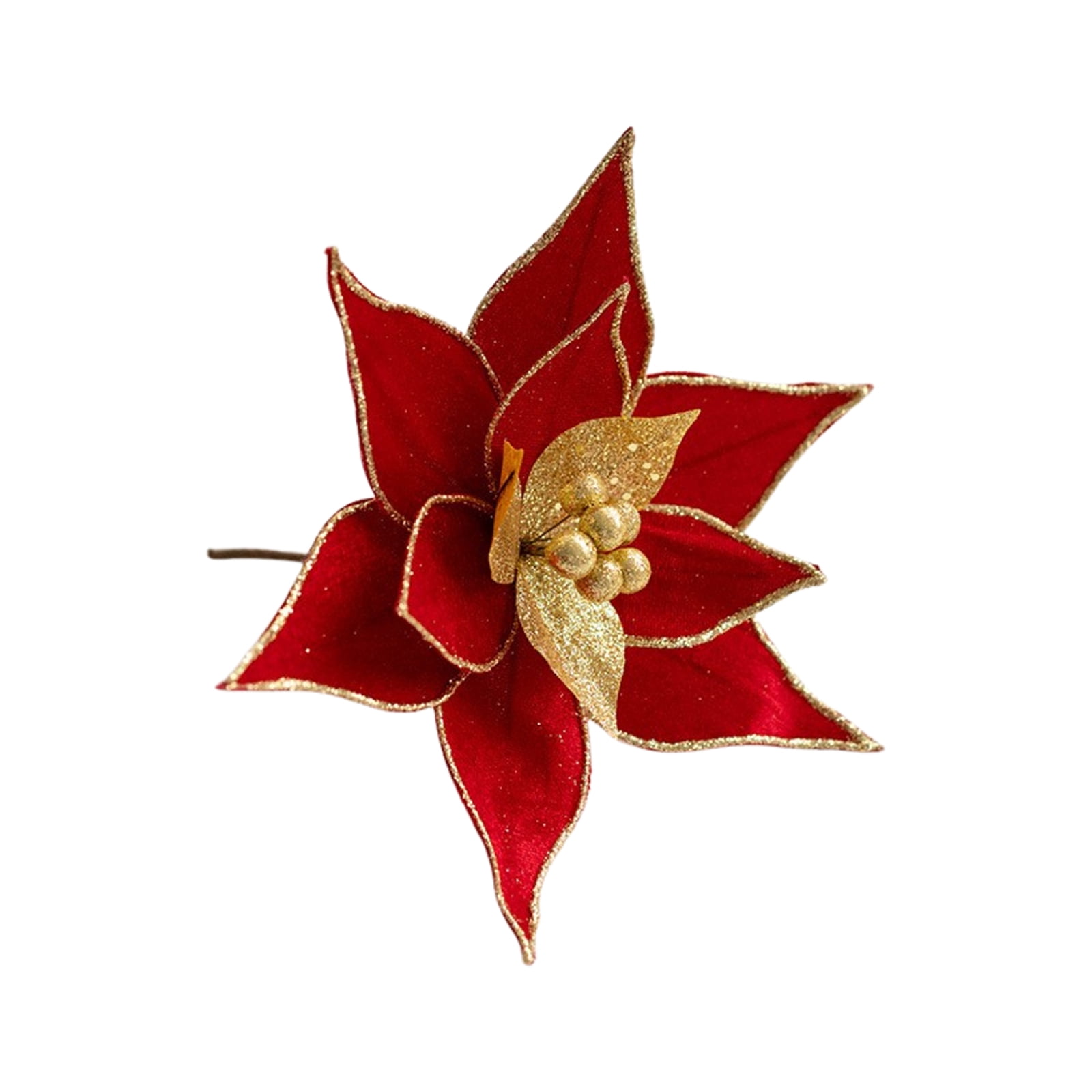 10 Pack Christmas Glitter Poinsettia Stems,Artificial Flowers for