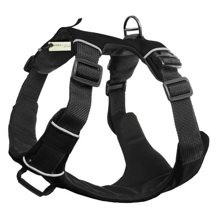 Denim Dog Harness Vest - OxGord Paws & Pals Dog Harness, Medium, Black. No-Pull Durable Padded Nylon Mesh Vest - Easy Secure Control