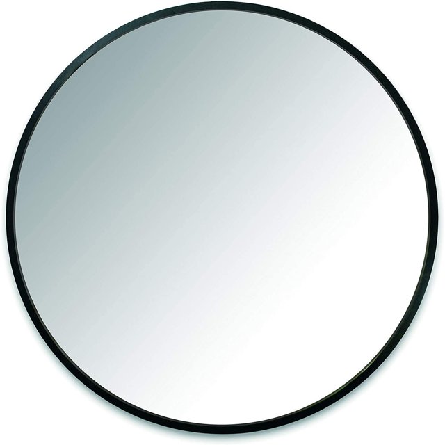 ITY International - Miroir Mural Rond, Diamètre 23.6 Pouces, Cadre Noir