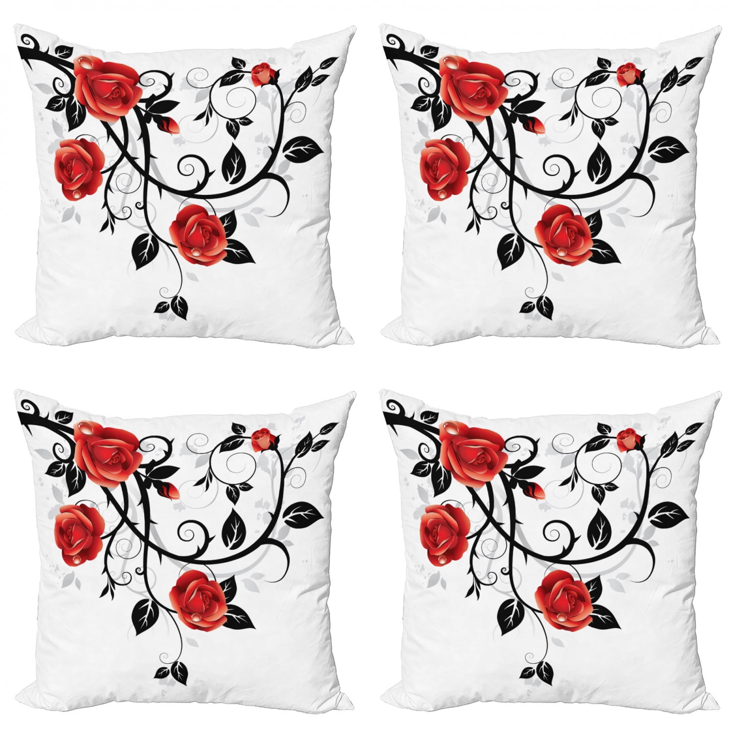 Gothic Throw Pillow Cushion Case Pack of 4, Ornate Swirling Branches