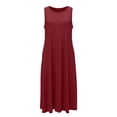 thumbnail image 3 of Uootdi Robes Maxi pour Femmes Col Rond Sans Manches Robes Amples avec Poches Décontractées Longues Robes d'Été pour la Plage Cadeau, 3 of 8