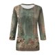 thumbnail image 3 of camisas de manga 3/4 para mujer camisetas gráficas con estampado lindo blusas casuales tallas grandes tops básicos jersey verde / 3xl, 3 of 7