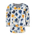 thumbnail image 4 of Jsaierl 3/4 Sleeve Tops for Women Summer V Neck Shirts Cute Print Petite Blouses Flowy Dressy T-shirts Top S-2XL, 4 of 4