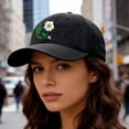 thumbnail image 4 of Vintage Washed Baseball Cap, Hand Embroidered Flower Design Trucker Style Hat, Adjustable Sun Hat for Women Men, Casual Outdoor Unisex Cap for Daily Wear - Black, 4 of 5