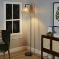thumbnail image 2 of Better Homes & Gardens Black Metal Floor Lamp with Rattan Shade, 2 of 8