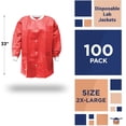thumbnail image 2 of AMZ Supply Disposable Lab Jackets, 33" Long Red Hip Length Work Gowns XX-Large SMS 50 gsm Pack of 100, 2 of 7