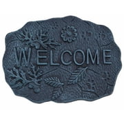 Decorative Welcome Stepping Stone - Leaves & Acorns - Verdigris Cast Iron 11.5"
