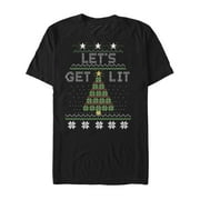 Men's Lost Gods Christmas Let's Get Lit Tree Graphic Tee Black Small