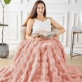 thumbnail image 6 of 1000GSM Faux Rabbit Fur Throw Blanket, Super Heavy Warm Cozy Blankets for Couch Bed Sofa, Bubble Plush Fuzzy Elegant Soft Reversible Mink Blanket for Living Room Bedroom, Pink, 6 of 14