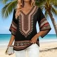thumbnail image 2 of Jsaierl 3/4 Sleeve Womens Tops Casual V Neck Shirts Cute Print Petite Blouses Soft Loose Fit Tunic Top S-2XL, 2 of 7