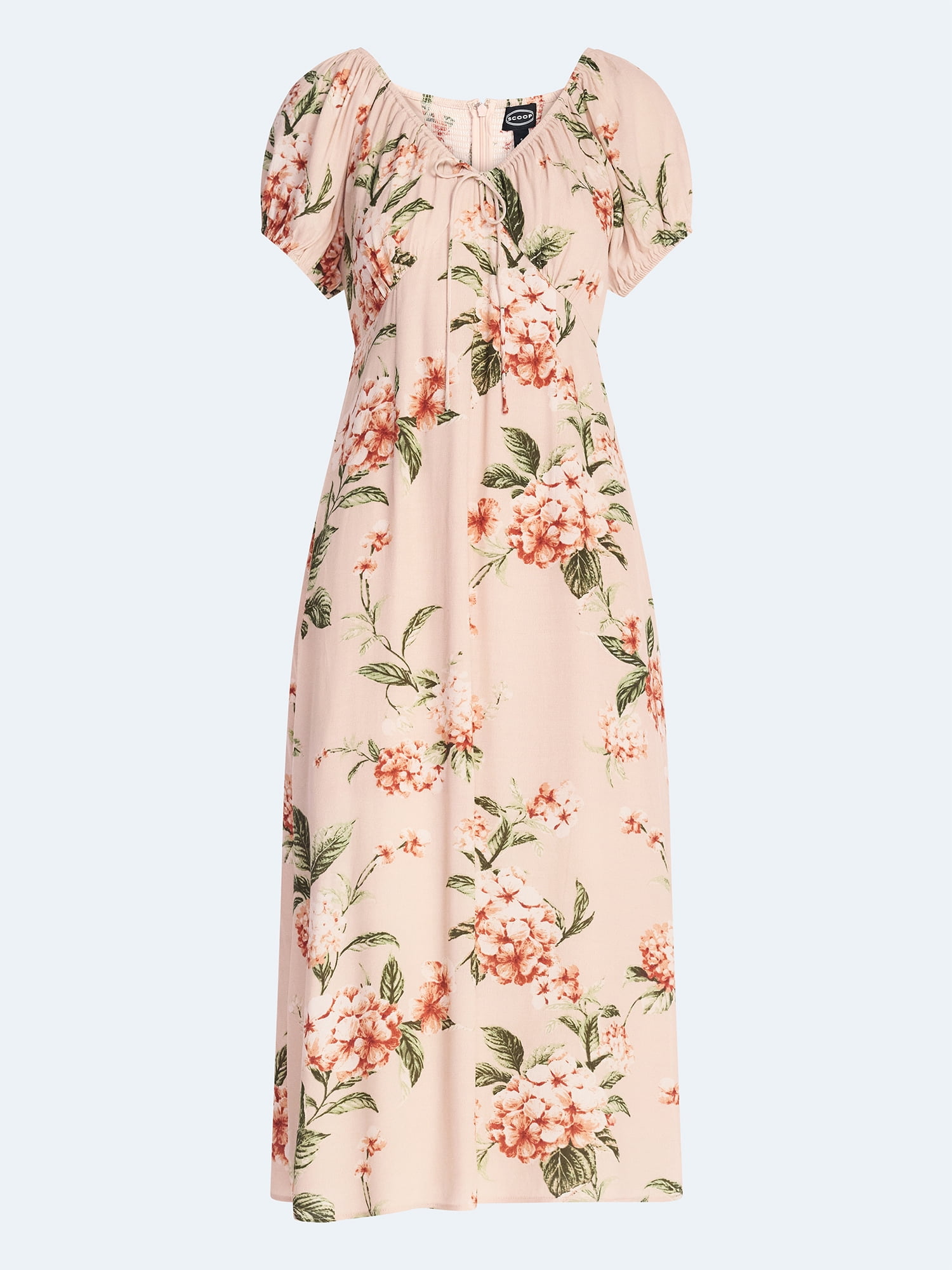 Scoop Women's and Women's Plus Midi Puff Sleeve Dress, Sizes XS-4X