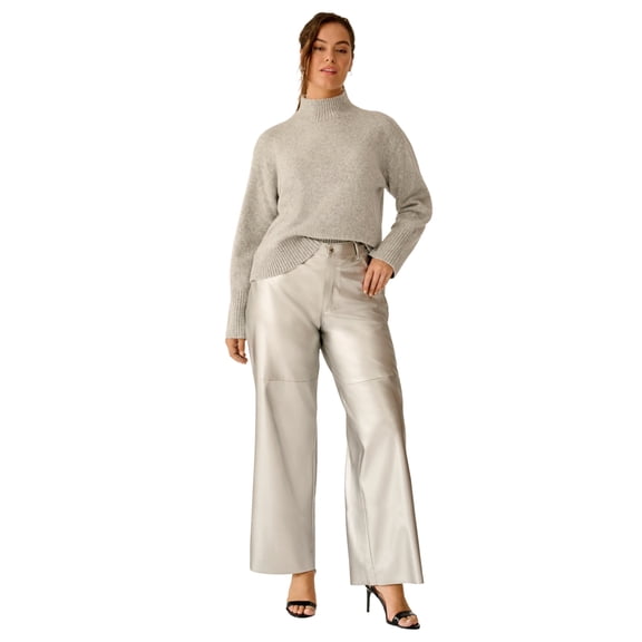 Ellos Plus Size 5 Pocket Faux Leather Wide Leg Pants