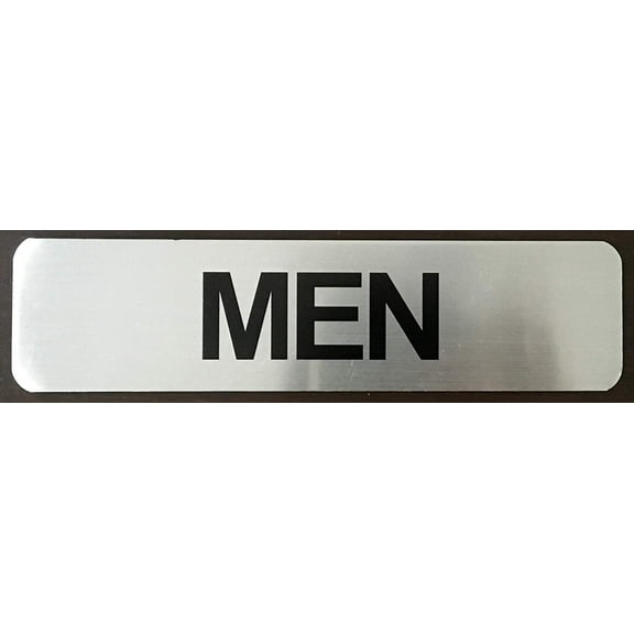 RESTROOM MEN SIGN (BRUSHED ALUMINUM 2X8-HEAVY DUTY !!! )-The Mont argent line.