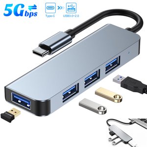 USB C Hub ,4 Ports Aluminum USB C to USB Hub with USB 3.0 3 USB 2.0 Ports Portable USB C to USB Hub for MacBook Pro Air Chromebook OTG Function