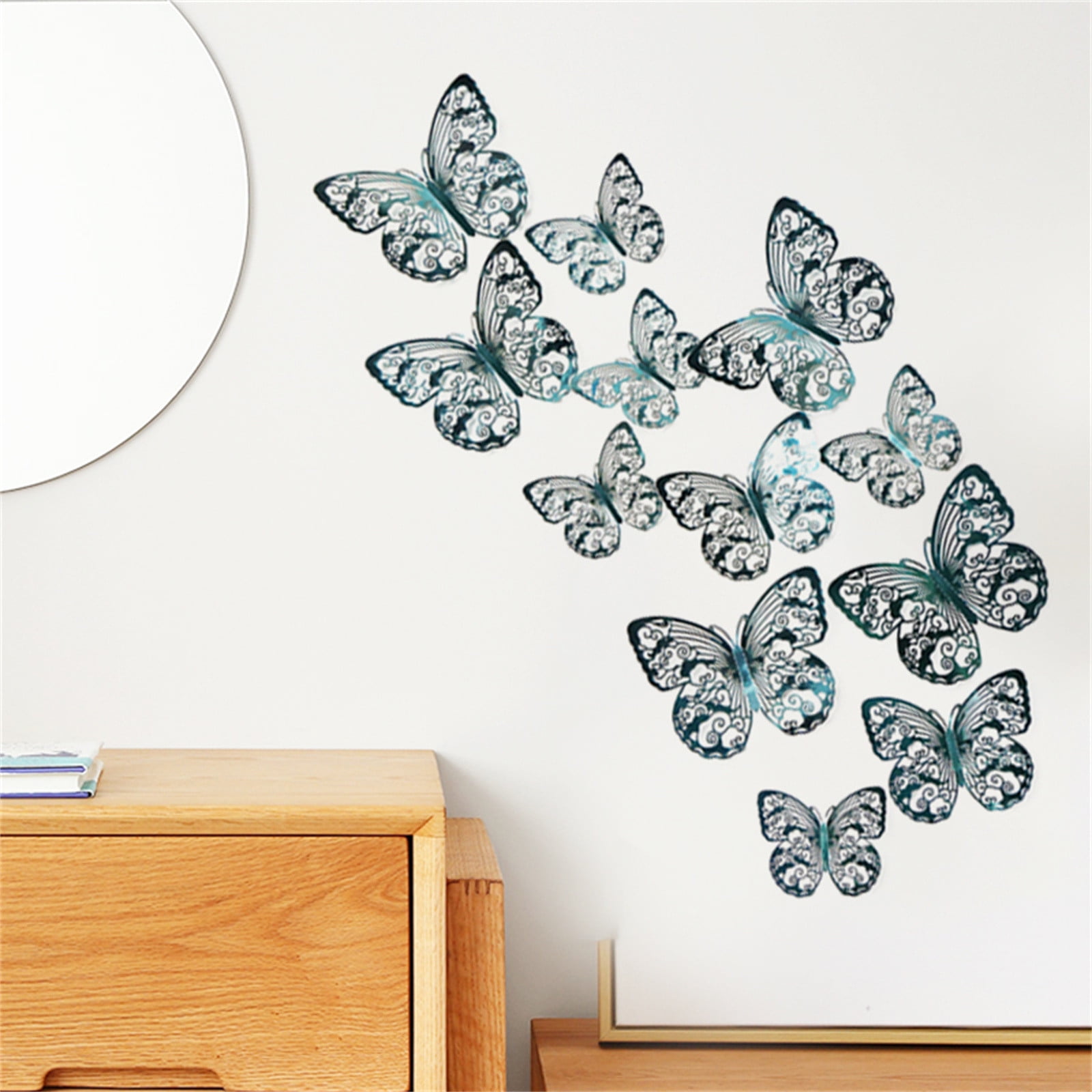 ALLICERE 3D Butterfly Wall Decals, 12 Pcs Removable Stickers - DIY Home Decor For Bedroom, Living Room, Office - View #4
