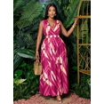 thumbnail image 3 of Hot Pink Plus Size Sleeveless Floral Wrap Maxi Dress With Elasticated Waist For Summer Vacations And Everyday Wear, 3 of 8