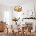 thumbnail image 2 of 20" Modern Gold 6-Light Leaf Chandelier for Dining Room, Living Room and Entryway, 2 of 11