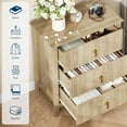 thumbnail image 4 of Garvee Fluted Dresser for Bedroom 27.5" Wide, 3-Drawer Wood Dresser Nightstand for Bedroom, Modern Chest of Drawers, Storage Organizer Cabinet for Living Room, Hallway, Entryway, Natural Oak, 4 of 9