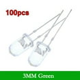 thumbnail image 1 of Ensemble Assorti d'Ampoules Transparentes de 100 Pcs LED Super Lumineuses 3 mm Rouge Bleu Vert Blanc Jaune avec Tensions Variables, 1 of 9