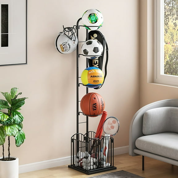 4-Tier Sports Equipment Storage Rack Garage Ball Sports Equipment Organizer