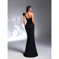 thumbnail image 3 of Black One Shoulder Beaded Sequin Evening Gown With Draped Pleated Detail, 3 of 30