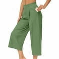 thumbnail image 4 of Aofany Womens Capri Pants Loose High Waisted Wide Leg Lounge Pants Casual Palazzo Pants Trousers with Pockets, 4 of 7
