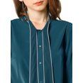 thumbnail image 6 of Allegra K Women's Tie Neck Button Down Work Long Sleeves Blouse Shirts, 6 of 6
