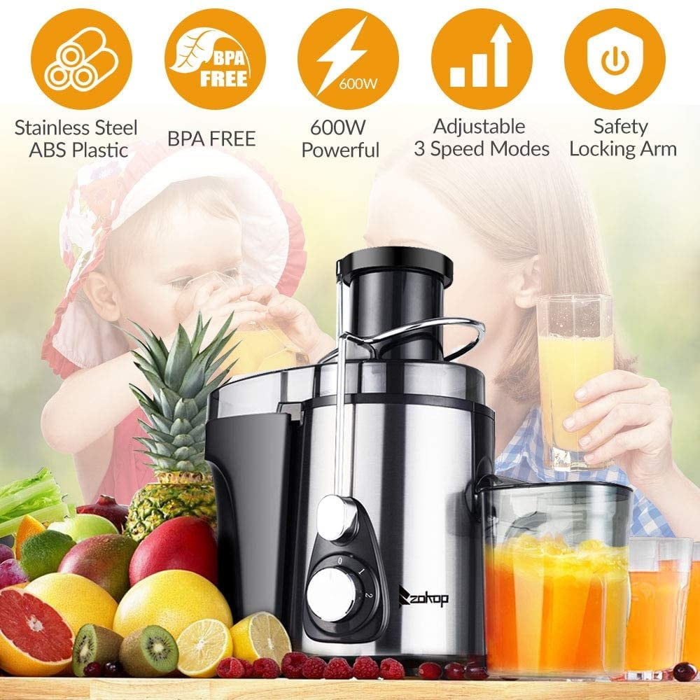Electric Juicer Stainless Steel 120V 600W Silver Black by Oasisincentives