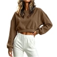 thumbnail image 5 of Crew Neck Sweatshirts for Women Corduroy Long Sleeve Pullover Womens Cropped Loose Casual Sweatshirts, 5 of 6