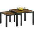 thumbnail image 6 of Tabaray Nesting Coffee Table Set End Tables Set of 2 Modern Square Stacking Snack Table Wood Small Side Table Bedside Tables with Metal Frame for Living Room(Brown), 6 of 16