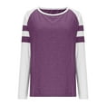 thumbnail image 3 of BSDJILFG Plus Size Tops for Women Striped Shirt Long Sleeve Color Block Soft Comfy Baseball T-Shirt Crewneck Tunic Blouse for Lounge,Sizes S-4XL, 3 of 5