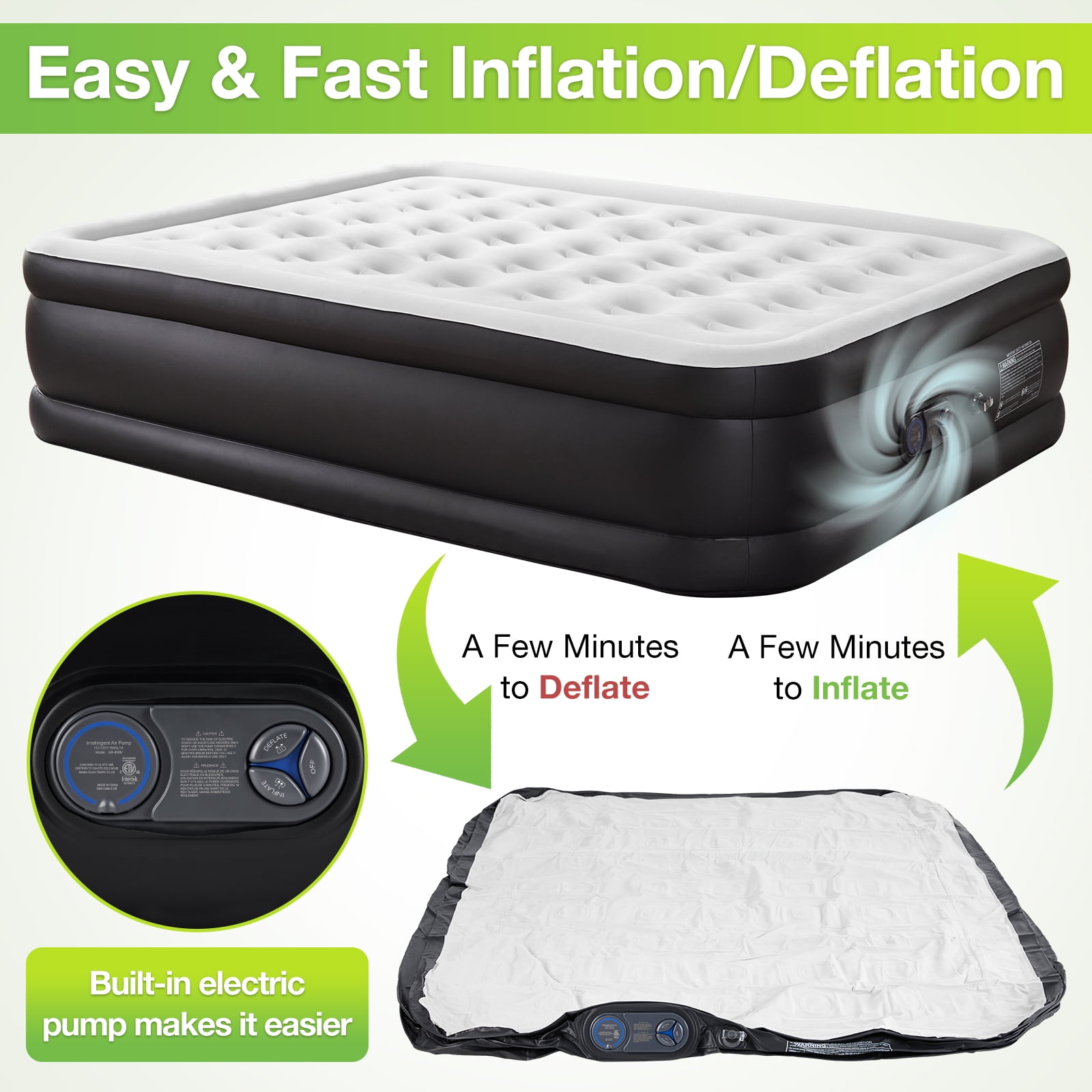 GIANNA Twin Air Mattress, 16-inch Height, Premium Comfort with Built-in Pump, Waterproof, Durable, & Easy to Inflate for Home, Travel, and Camping