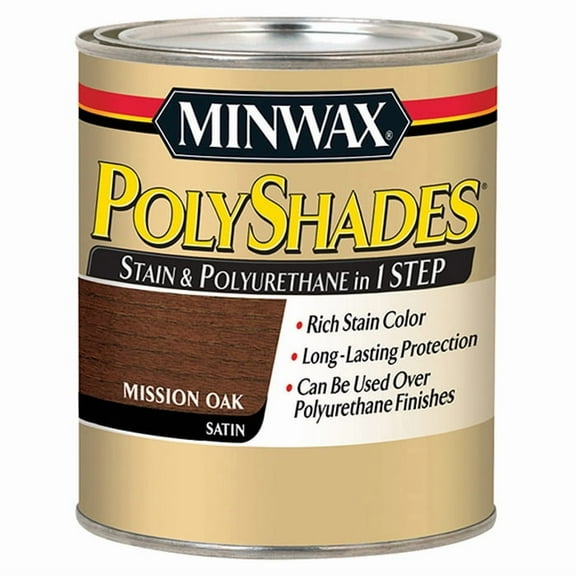 4-Pack of 1 qt Minwax 61385 Mission Oak PolyShades Wood Stain And Polyurethane, Satin