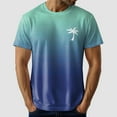 thumbnail image 5 of Lycaql T-Shirt Gradient Print Vacation Top T Shirt Men's Casual Crew Neck Male Summer Beach Gradient Print T Shirt Blouse Short Sleeve O Neck Tops T Shirt(Blue,L), 5 of 6