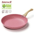 thumbnail image 1 of Innerwell 11 Inch Pink Nonstick Frying Pan Skillet Bakelite Handle Saute Granite Cookware Fits Various Stoves, 1 of 6