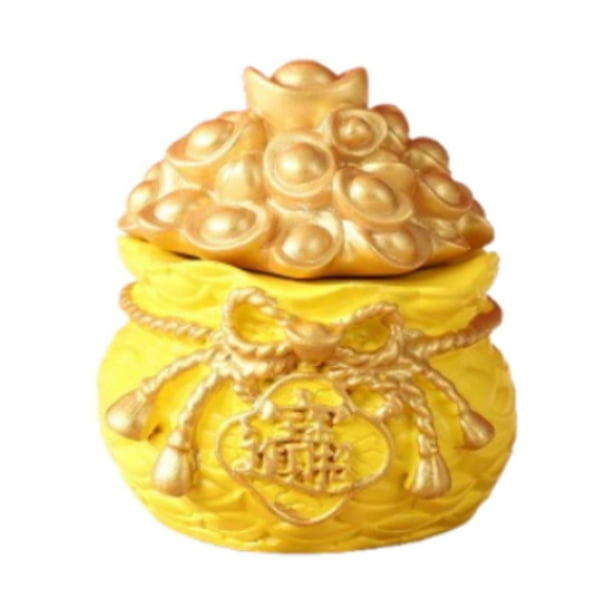 Figura decorativa de resina con forma de bolsa de dinero de Feng Shui en forma de cuenca del tesoro 55 x 55 x 6 cm