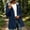 Navy, variant on Women's Rain Jacket Waterproof Windproof Color Block Midi Length Lined Hooded Coat Gray Size 2XL