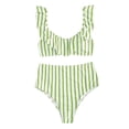 thumbnail image 2 of WREESH Bikini Rehausseur Rayé Taille Haute pour Femmes Ensemble Deux Pièces, 2 of 4
