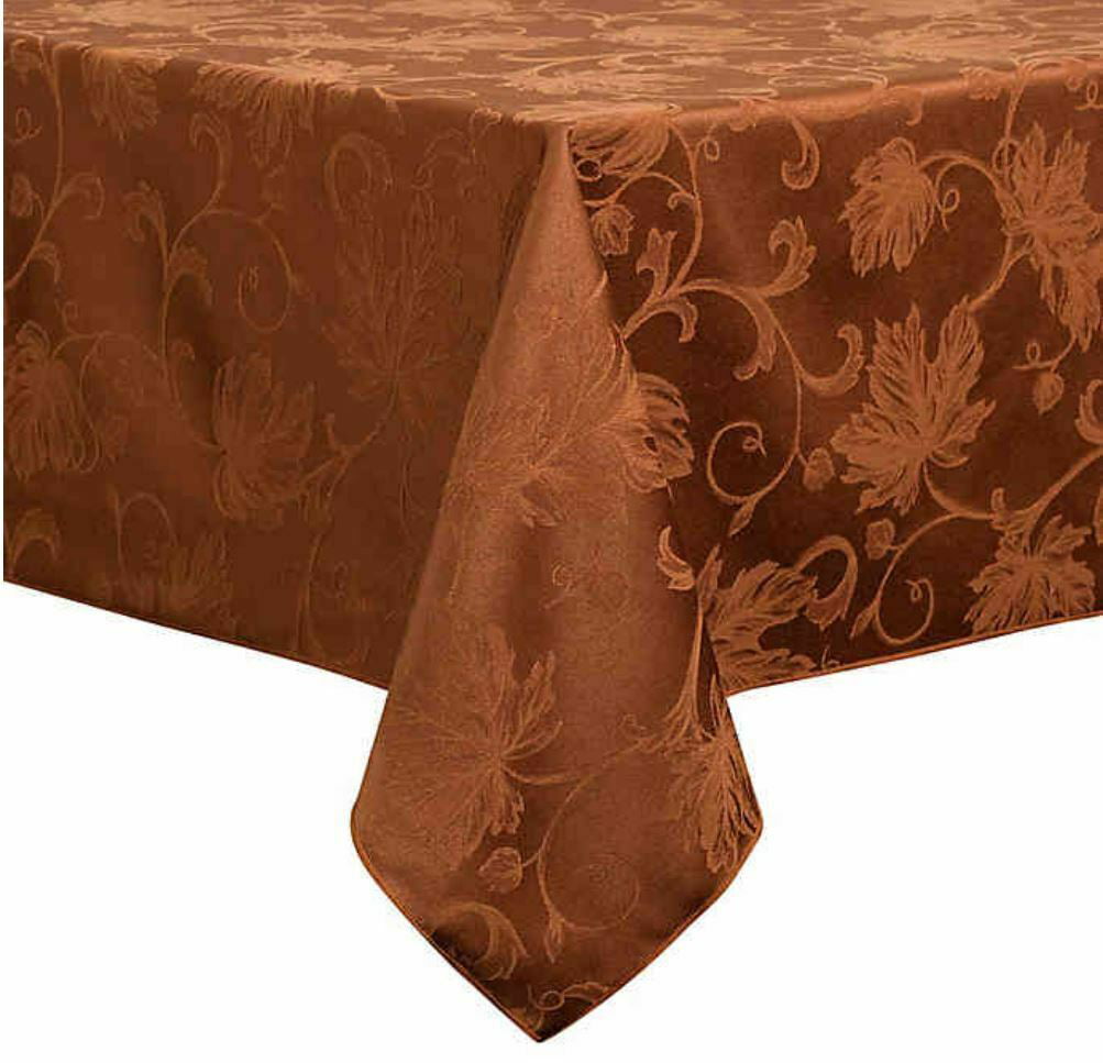 Autumn Vine Damask 90 Inch Round Tablecloth in Bronze Walmart com