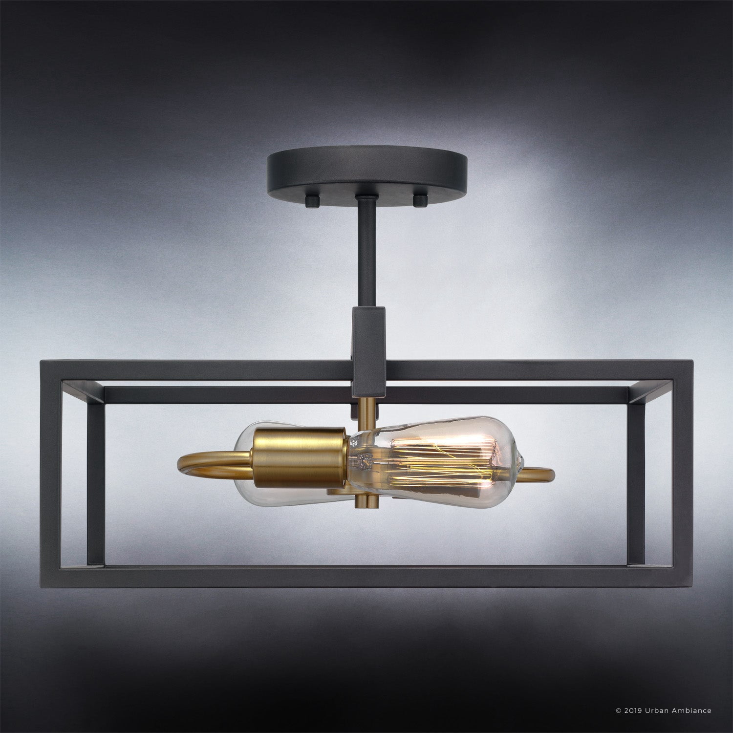 Luxury Modern Farmhouse Indoor Ceiling Light, 9.375''H x 17.25''W, with Cosmopolitan Style Elements, Modern Design, Charcoal Finish, UHP2800